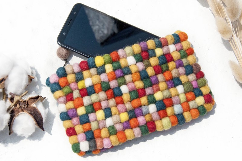 羊毛毡小物袋/羊毛毡收纳袋/零钱包/悠游卡套/羊毛毡钱包-水果糖 - 手机壳/手机套 - 羊毛 多色