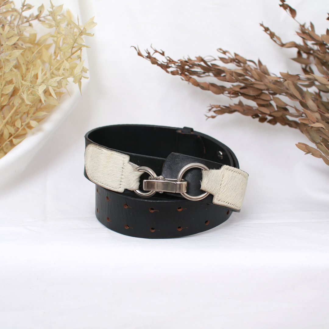 Back to Green - 经典复古腰带 黑底 毛流 // vintage belt - 皮带/腰带 - 真皮 