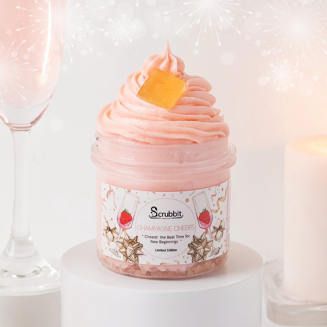 Fluffy Whipped Soap & Body Scrub : Champagne Cheers! ,Strawberry Champagne Scent - 肥皂/手工皂 - 精油 