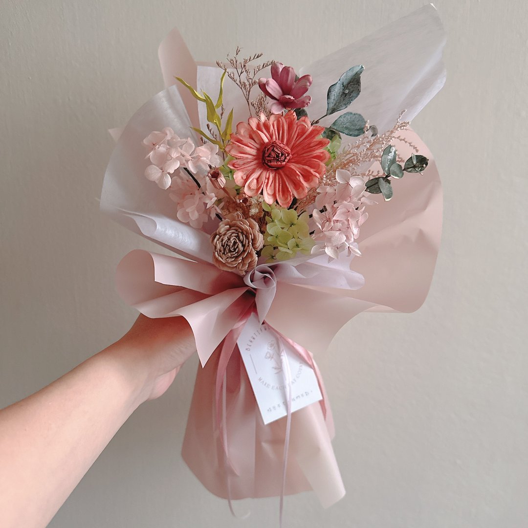 新品 | 带着温柔向前迈进、太阳花花束、毕业花束、干燥花束 - 干燥花/捧花 - 植物．花 粉红色