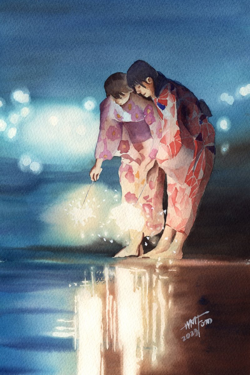 玩烟火的姐妹 - 海报/装饰画/版画 - 纸 