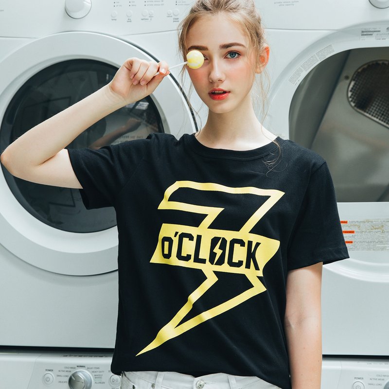 3:00闪电棉质印花上衣 / 黄 - 女装 T 恤 - 棉．麻 黄色