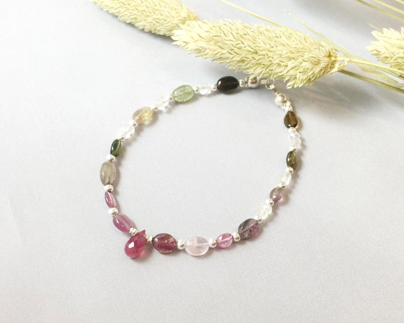 MH纯银天然石订制系列_草莓泡泡糖（数量：1） - 手链/手环 - 宝石 粉红色