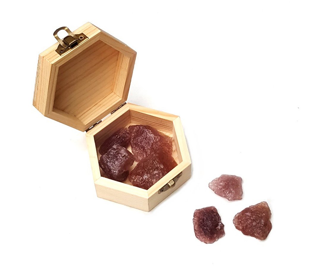 天然草莓晶大颗粒原石-净化充电消磁松木盒套组 - 其他 - 水晶 红色