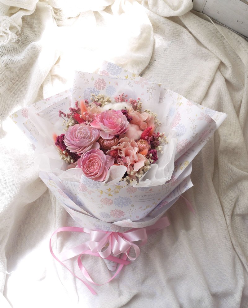 清秀佳人(大).精油索拉花.干燥花束.永生花.情人节礼物.求婚花束 - 干燥花/捧花 - 植物．花 粉红色