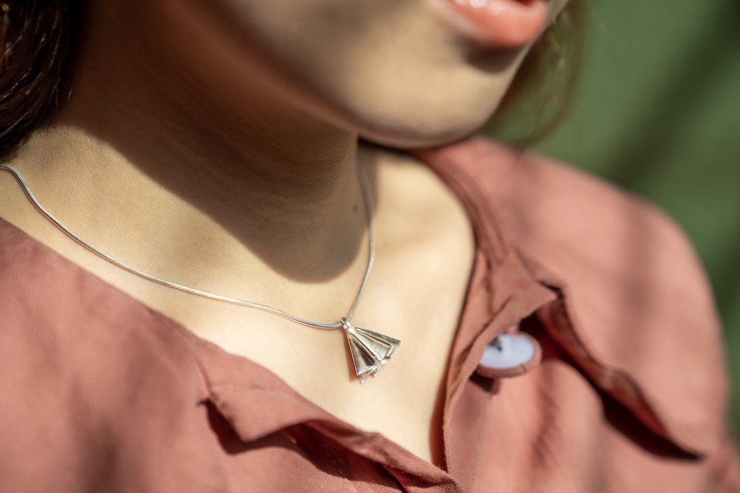 Origami Mini Umbrella pendant silver 99.9 - 项链 - 银 银色