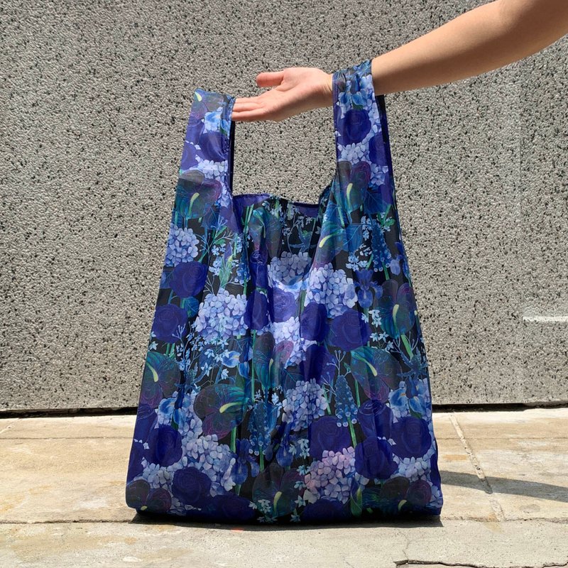 Foldable cloth bag tote bag : blue black - 手提包/手提袋 - 塑料 蓝色