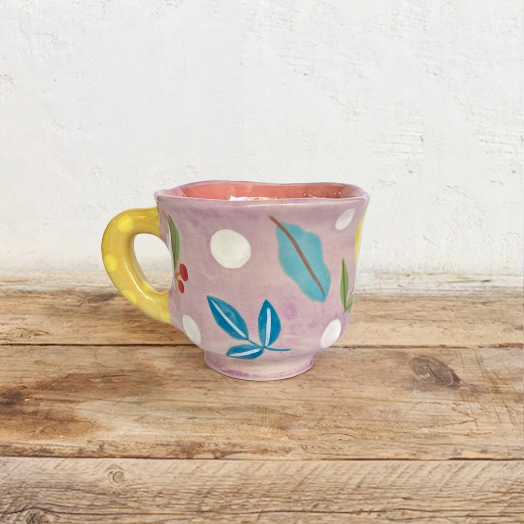 HAND-MADE Bekky purple cute CUP - 咖啡杯/马克杯 - 陶 