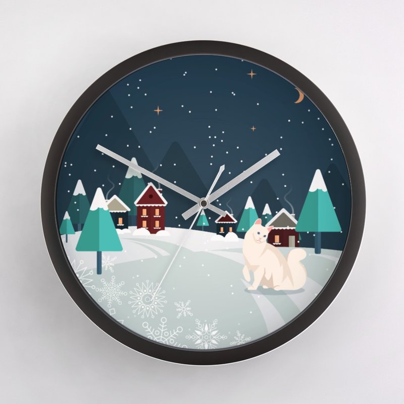 圣诞の猫 极简壁钟 - 时钟/闹钟 - 其他材质 蓝色