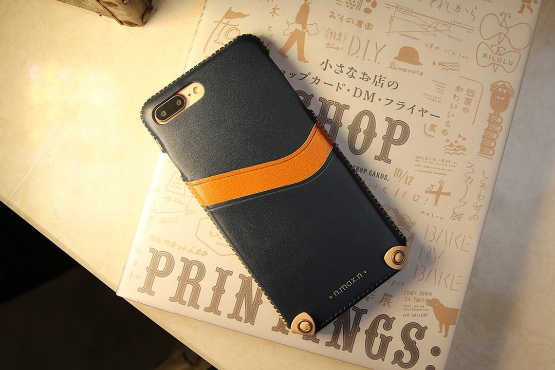 iPhone7 /8PLUS  5.5寸 经典系列极简款皮革保护套-海军蓝 - 手机壳/手机套 - 真皮 蓝色