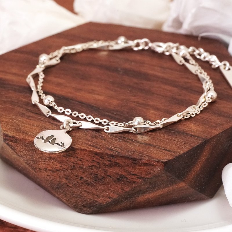 相伴情人鸟 流星雨手链 双层设计 925纯银女生手链 - 手链/手环 - 纯银 银色