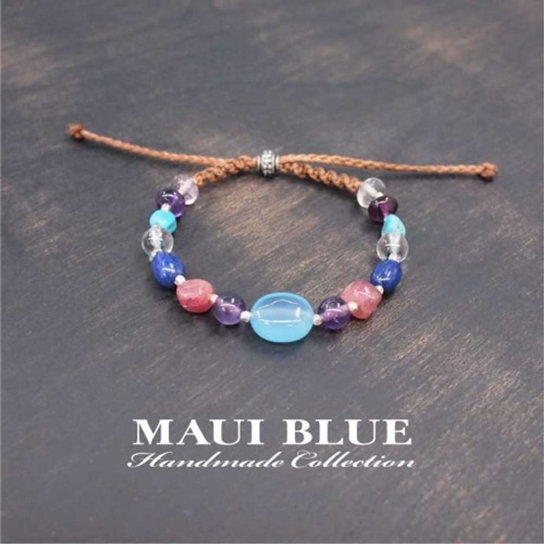 354-Sea Blue Chalcedony Colorful Bracelet - 手链/手环 - 宝石 