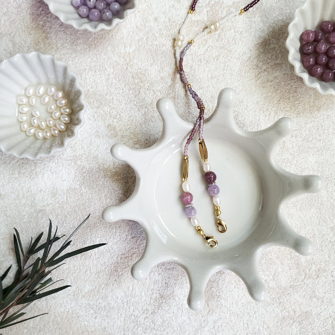 时尚防疫小物_口罩链、眼镜链两用【优雅的芭蕾女伶】 - 项链 - 半宝石 紫色