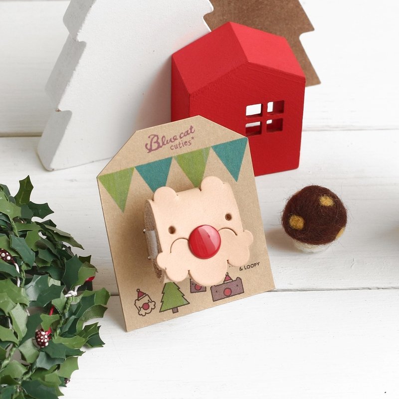 Christmas Tinny 单入圣诞大老人包 真皮革手工 集线器 - 卷线器/电线收纳 - 真皮 红色