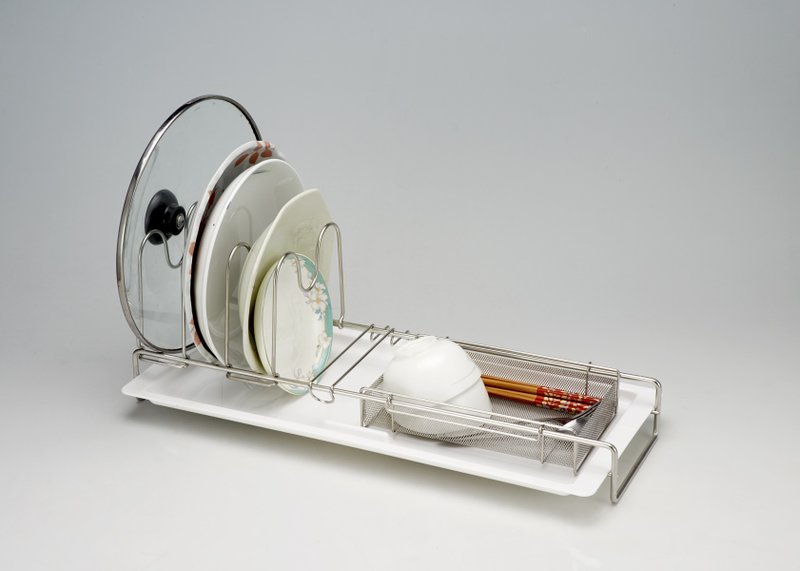 不锈钢 可调式 盘架　可收纳 汤锅　可挂于 挂杆　碗盘架　厨房架 - 锅具/烤盘 - 其他金属 银色