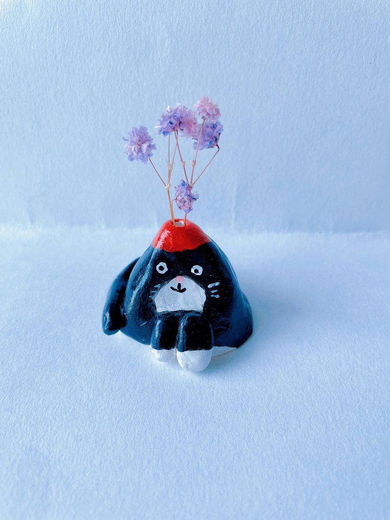 猫主子小花瓶/ 线香座 - 摆饰 - 水泥 黑色