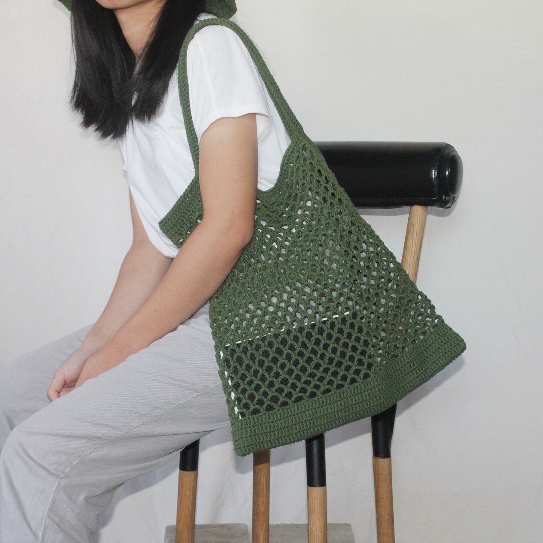 Green Net bag ,Market bag ,Green Crochet Tote bag ,Shopping bag - 侧背包/斜挎包 - 其他材质 绿色