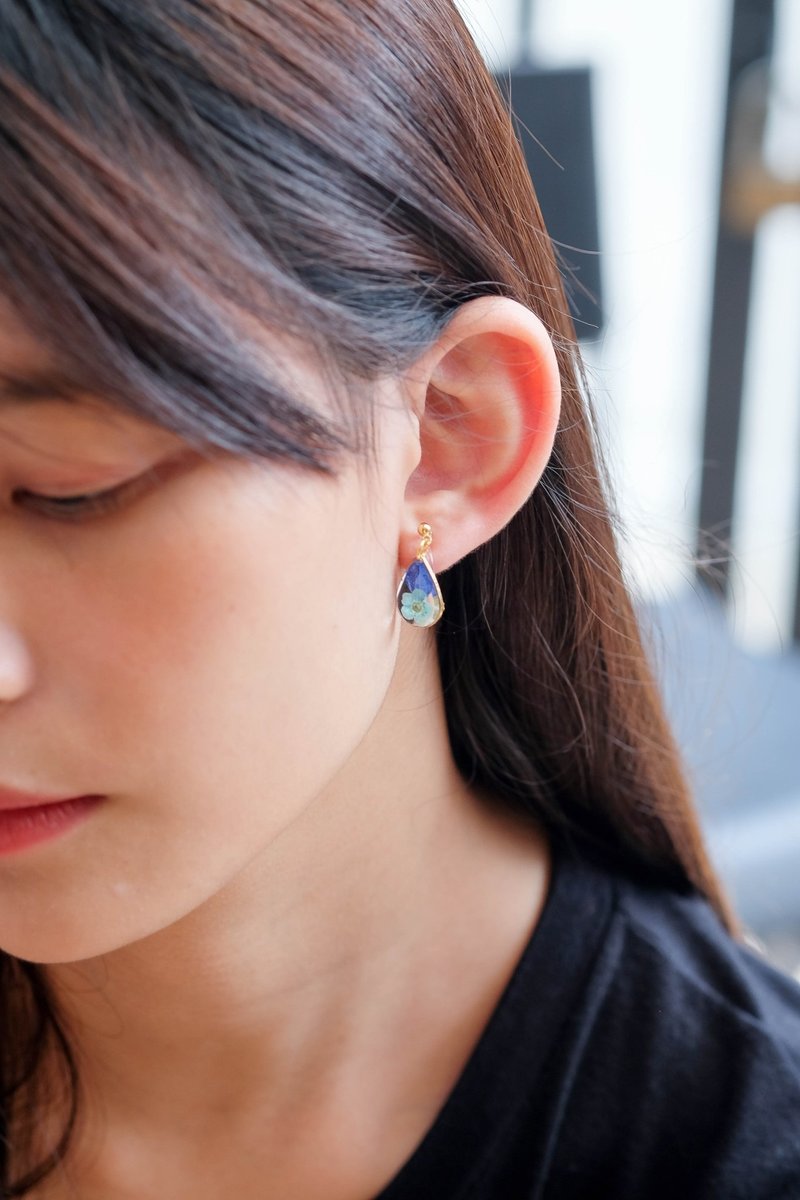 产品名称绣球属 + 产品名称梅花—耳环水滴 - 耳环/耳夹 - 植物．花 蓝色