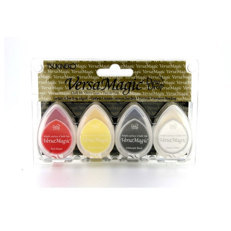 【TSUKINEKO 日本月猫】粉彩水滴印台四色组 小丑\ - 印章/印台 - 塑料 多色