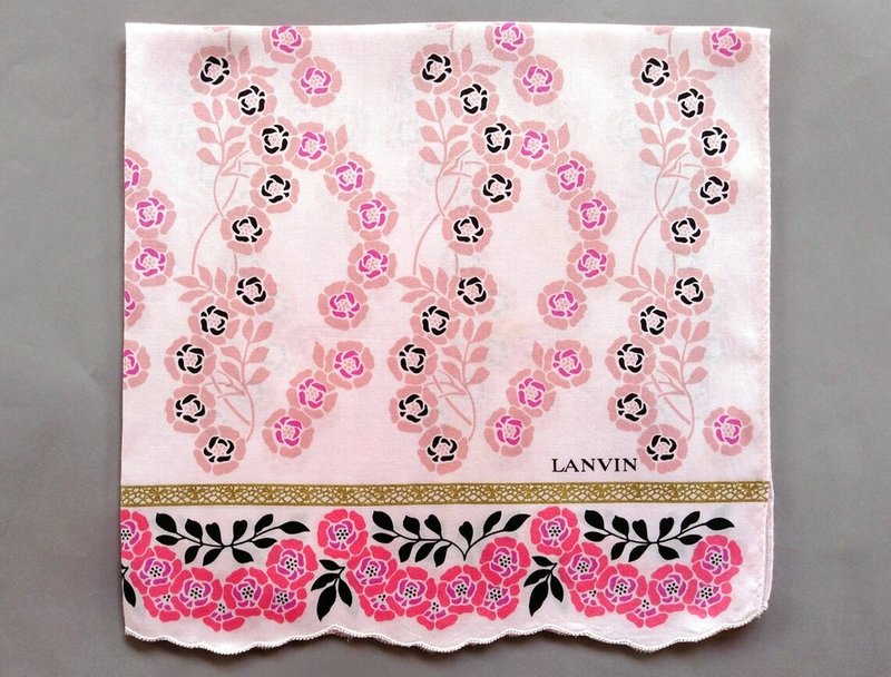 Lanvin 复古手帕 女款 印花礼物 20 x 20 英寸 - 手帕/方巾 - 棉．麻 粉红色