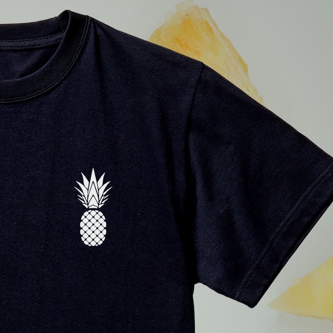 凤梨 菠萝 Pineapple 棉T恤 黑色 中性休闲 户外 定制 - 中性连帽卫衣/T 恤 - 棉．麻 黑色