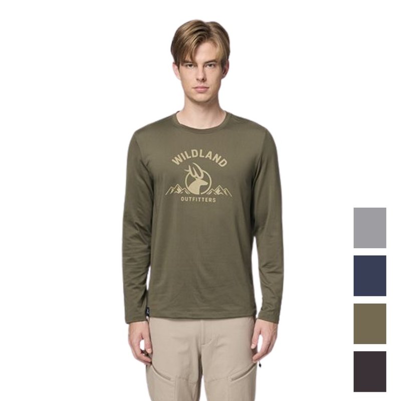 【Wildland 荒野】弹性圆领暖感印花机能衣 男 0B32602 - 中性连帽卫衣/T 恤 - 聚酯纤维 绿色