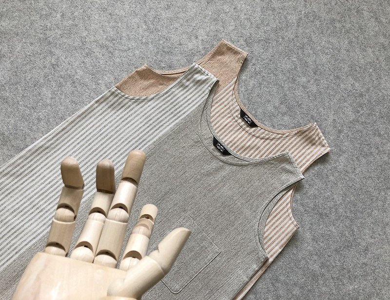 左手边 卡其 背心 - 女装背心 - 棉．麻 卡其色