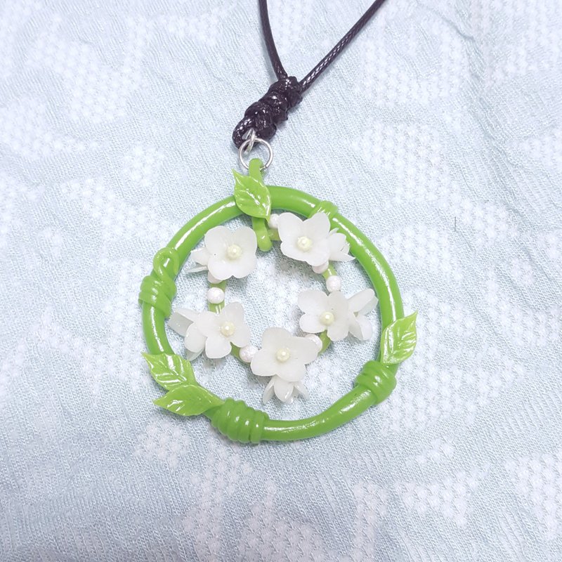 恋恋夏日女孩花圈项链 - 项链 - 粘土 绿色