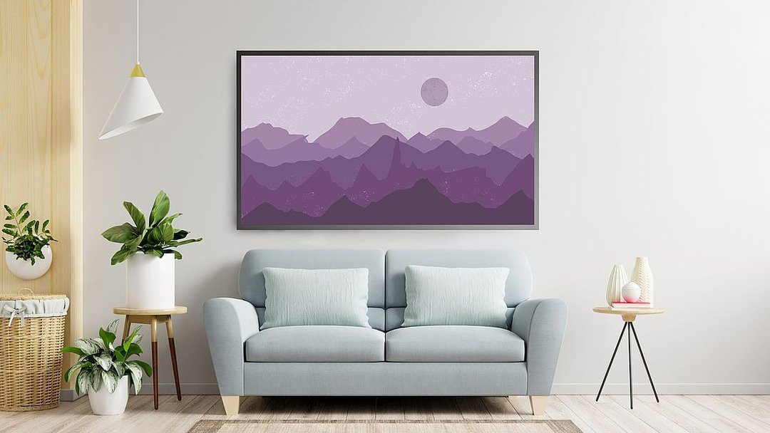 Samsung Frame TV art landscape digital download, 藝術為 三星 The Frame 美學電視 抽像風景 群山 - 墙贴/壁贴 - 其他材质 紫色