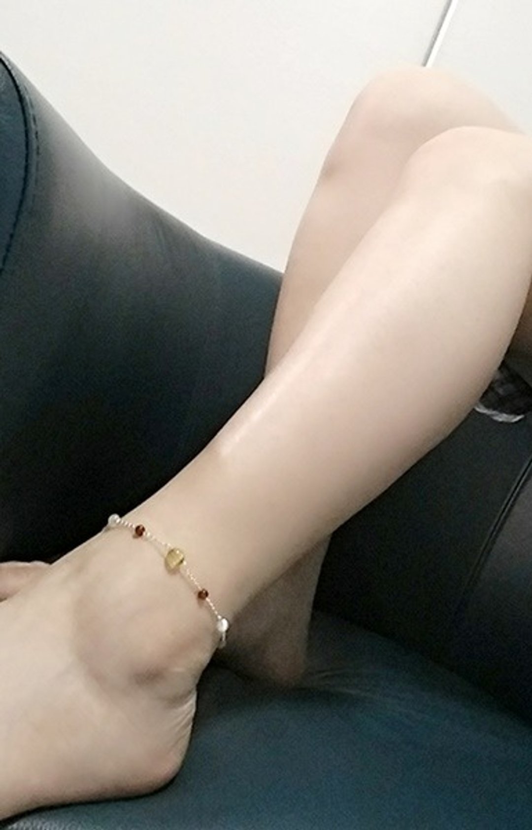 弦舞 - 天然金发晶+月光石+红玛瑙纯银脚链  香港原创设计 - 其他 - 宝石 多色