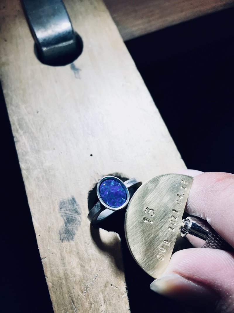 包镶宝石宽版戒/进阶班-B一人方案 - 金工/饰品 - 银 