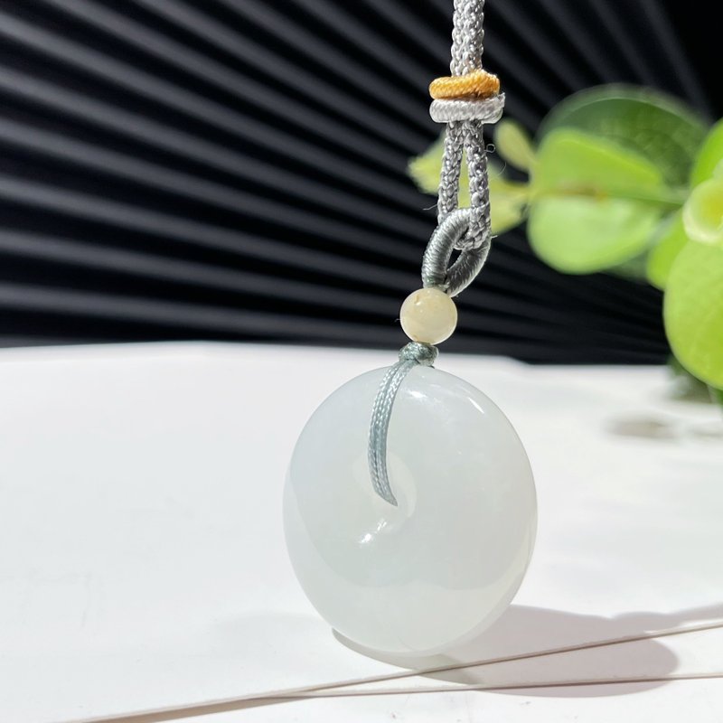 超毕业山流水老料和田玉羊脂玉平安扣吊坠项链附证书男女玉佩挂件 - 项链 - 玉石 白色