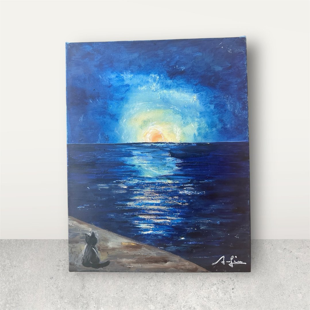 静夜之光 油彩画布5F 无框 A-Lin油画创作 - 海报/装饰画/版画 - 棉 