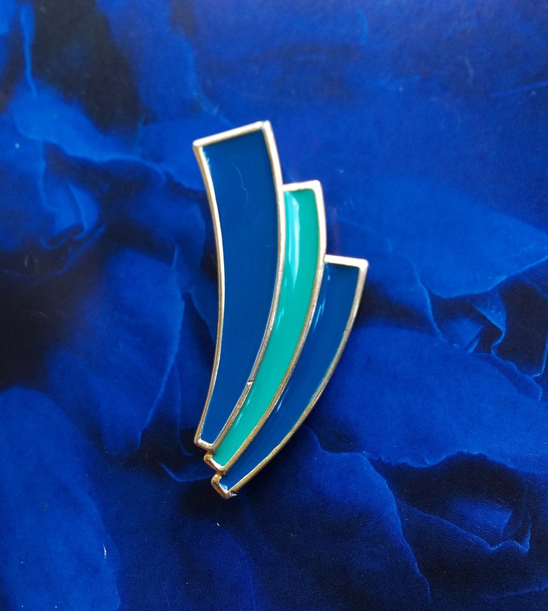 Vintage Jewelry 西洋古董饰品 蓝绿色调 云痕 别针 - 徽章/别针 - 其他金属 金色