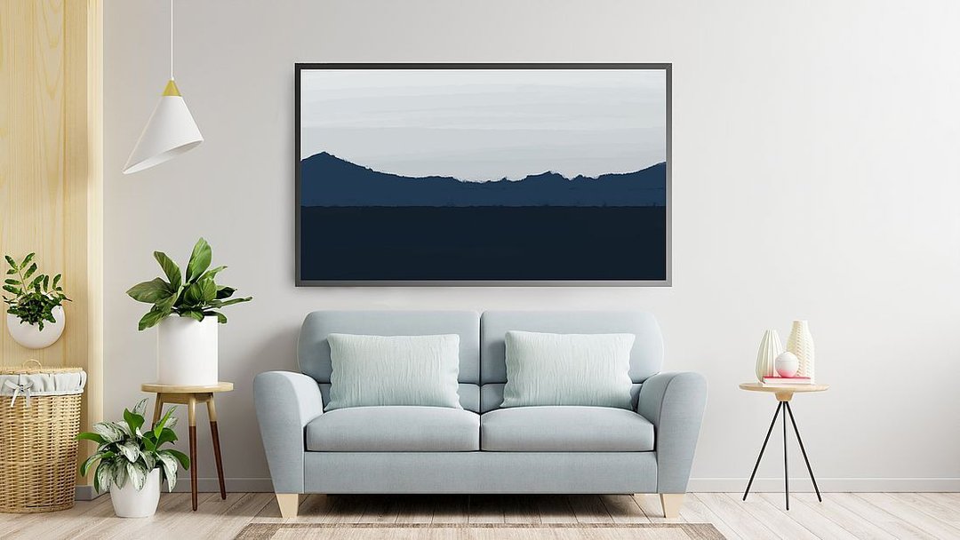 Samsung Frame TV art landscape digital download, 藝術為 三星 The Frame 美學電視 抽像風景 群山 - 墙贴/壁贴 - 其他材质 蓝色