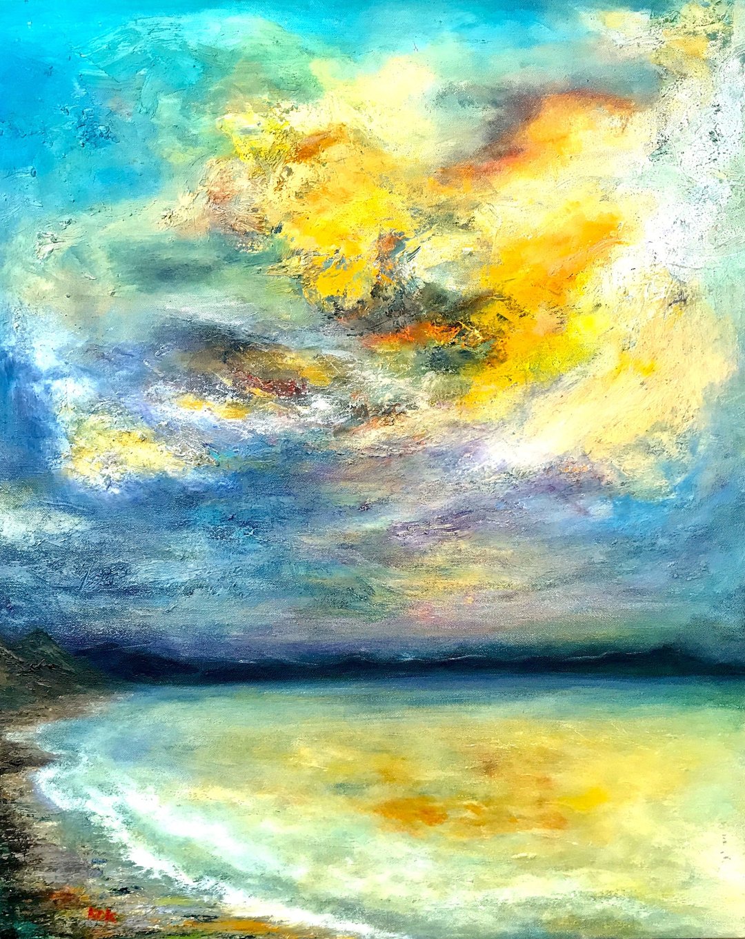 手工油画创作 海天 包邮含框  挂画壁画 装饰画 疗愈画 背景墙画 - 海报/装饰画/版画 - 棉 多色