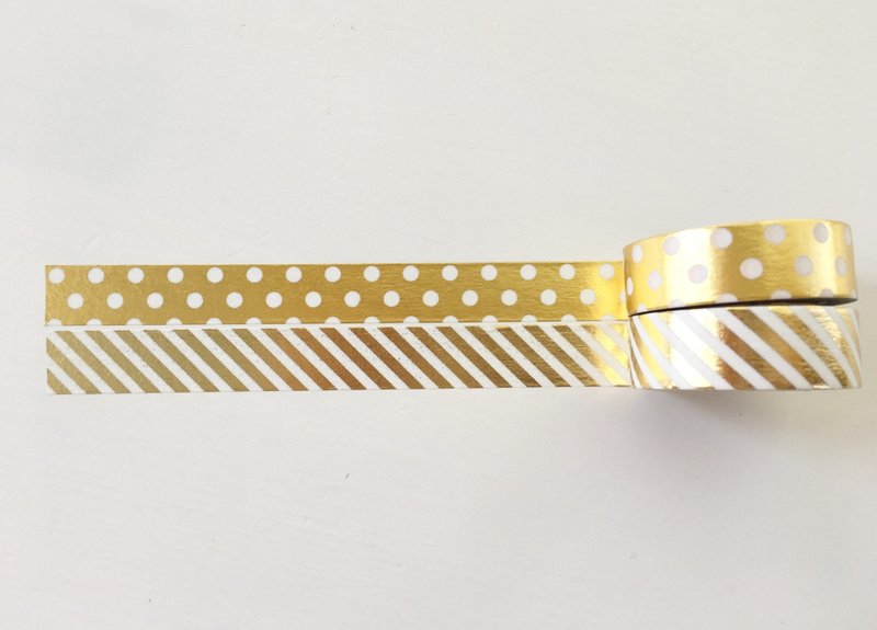 Set of 3 Gold Foil Masking Tape - 纸胶带 - 纸 