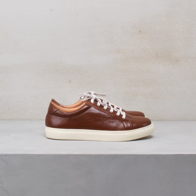 198 深咖啡植鞣羊皮 足弓 小白鞋 - 女款休闲鞋 - 真皮 咖啡色