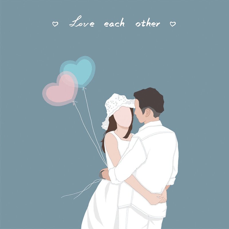 【定制-色块感绘风】似颜绘/手绘/电子档 - 订制画像 - 其他材质 蓝色