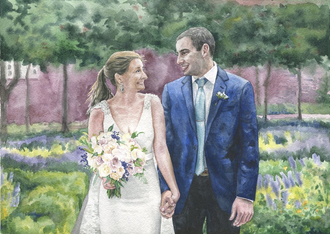 Wedding Portrait Custom ORIGINAL Watercolor Painting from photo Family Painting - 订制画像 - 纸 