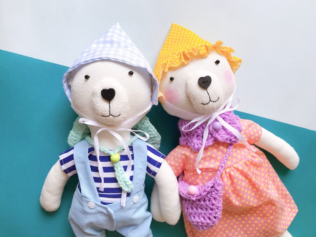 Handmade doll : long leg bear boy doll - 玩偶/公仔 - 棉 多色