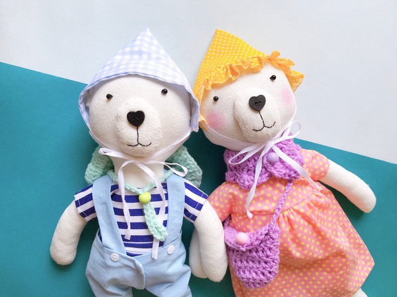 Handmade doll : long leg bear boy doll - 玩偶/公仔 - 棉．麻 多色