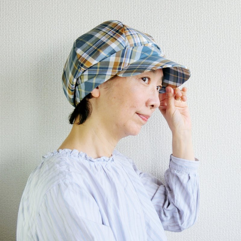 チェックのななめキャスケット - 帽子 - 棉．麻 多色