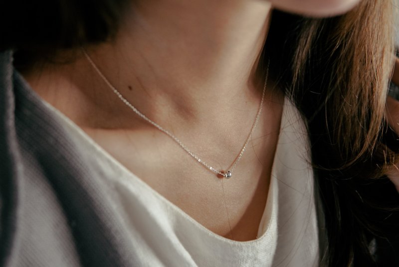 SV925 简约小球项链 可调长度 - 锁骨链 - 纯银 银色