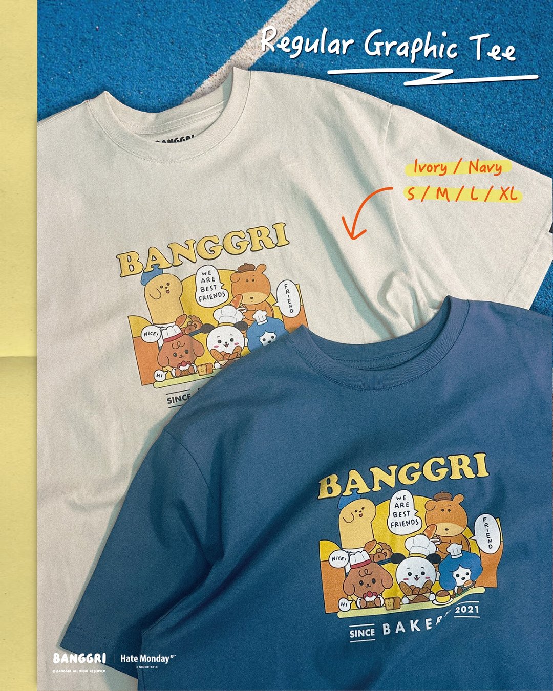BANGGRI - WE ARE BEST FRIENDS 短袖TEE - 中性连帽卫衣/T 恤 - 棉 