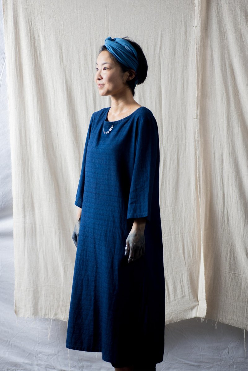 Natural Color Dress :: Midnight Color of *Hom (Northern Thai Indigo) :: - 洋装/连衣裙 - 棉．麻 蓝色