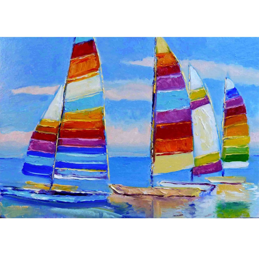 帆船油画 - 原创艺术 - 风景画作 - 海滨画 - 墙贴/壁贴 - 棉 多色