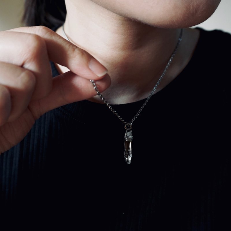 原矿白水晶柱项链 白水晶医疗钢项链 中性项链 NE-00005 - 项链 - 水晶 透明