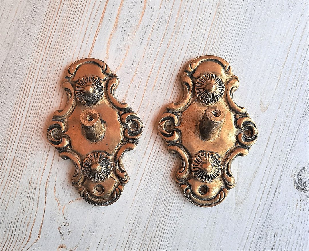 Wall-mounted antique bronze wall decor plates plaques vintage pair holders - 墙贴/壁贴 - 其他材质 