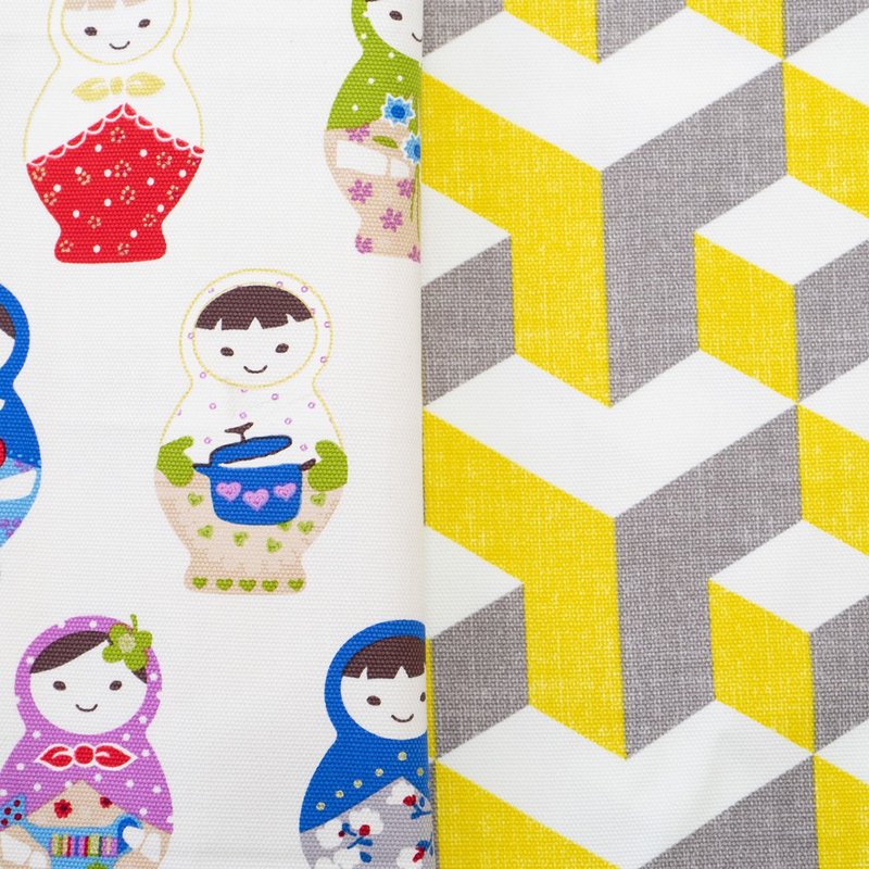 纯棉厚磅布料(3D几何/俄罗斯娃娃) /尺(30x114cm)  材料布diy拼布 - 编织/刺绣/羊毛毡/裁缝 - 棉．麻 多色